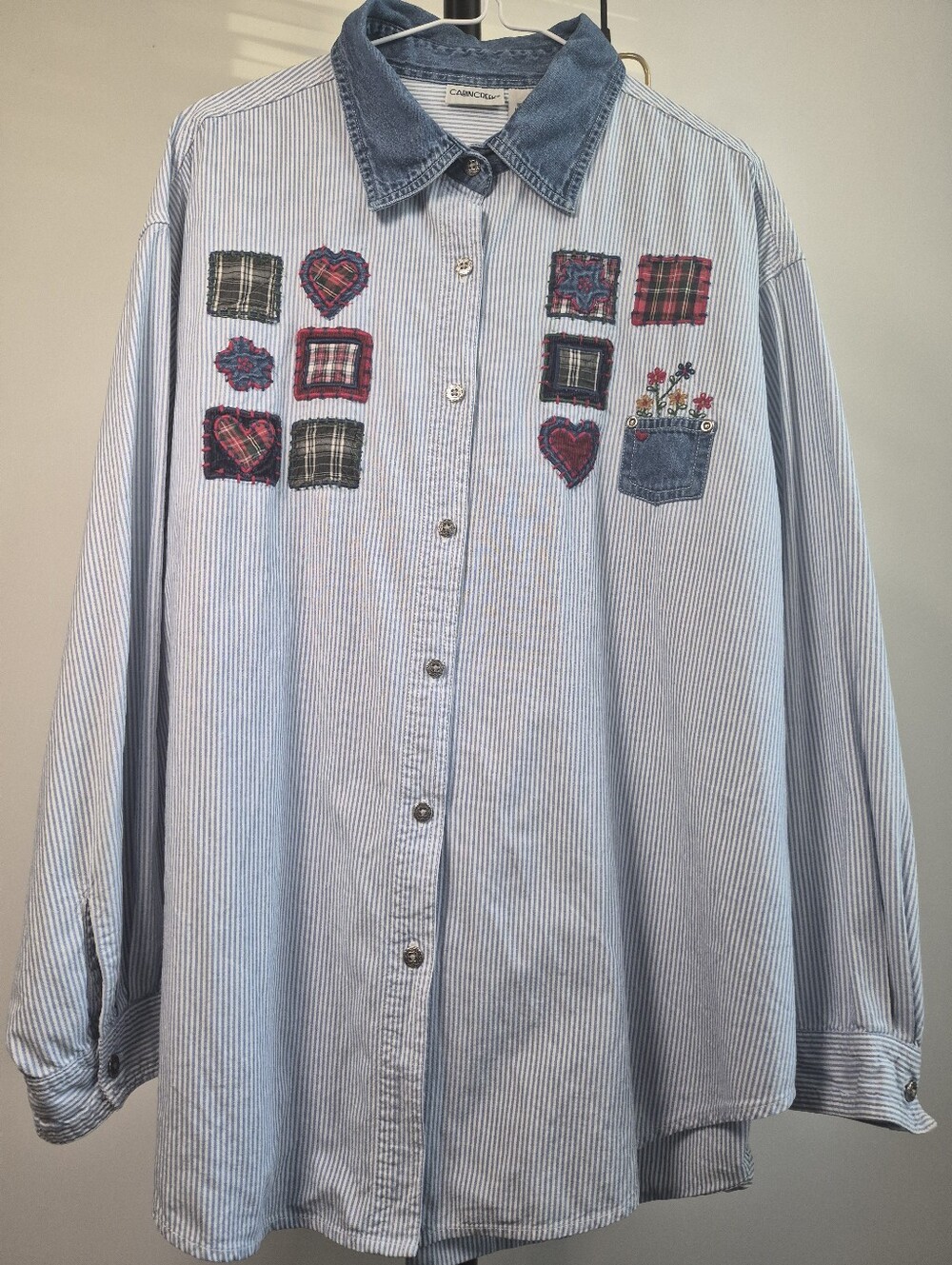 ​Vintage Cabin Creek Patchwork Shirt Plus Size 24(Fits 3XL)Oversized Cottagecore